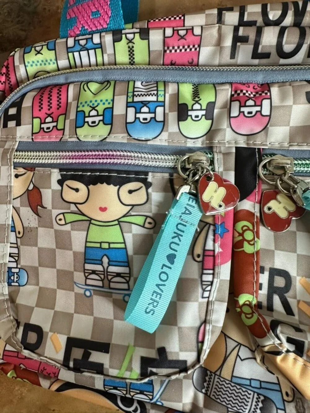 Harajuku Lovers Gwen Stefani Flower Spring Skateboard Satchel Crossbody Bag